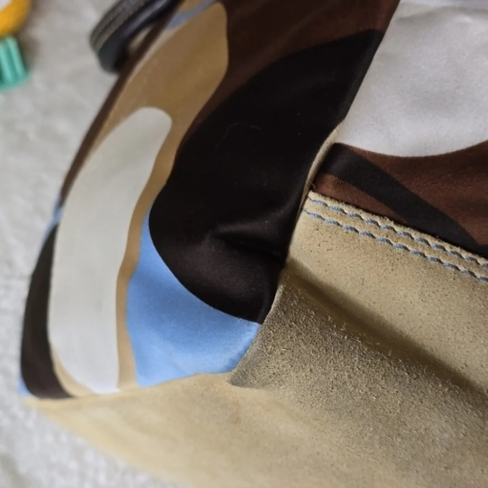 Coach Hamptons OP ART Scarf Print, Suede And Leather Tote CO6M - 10116 Vintage - Picture 8 of 13